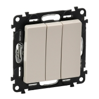 Механизм выключателя 3-кл. СП Valena Life 10А IP20 250В 10АХ с лиц. панелью винт. зажимы слоновая кость
